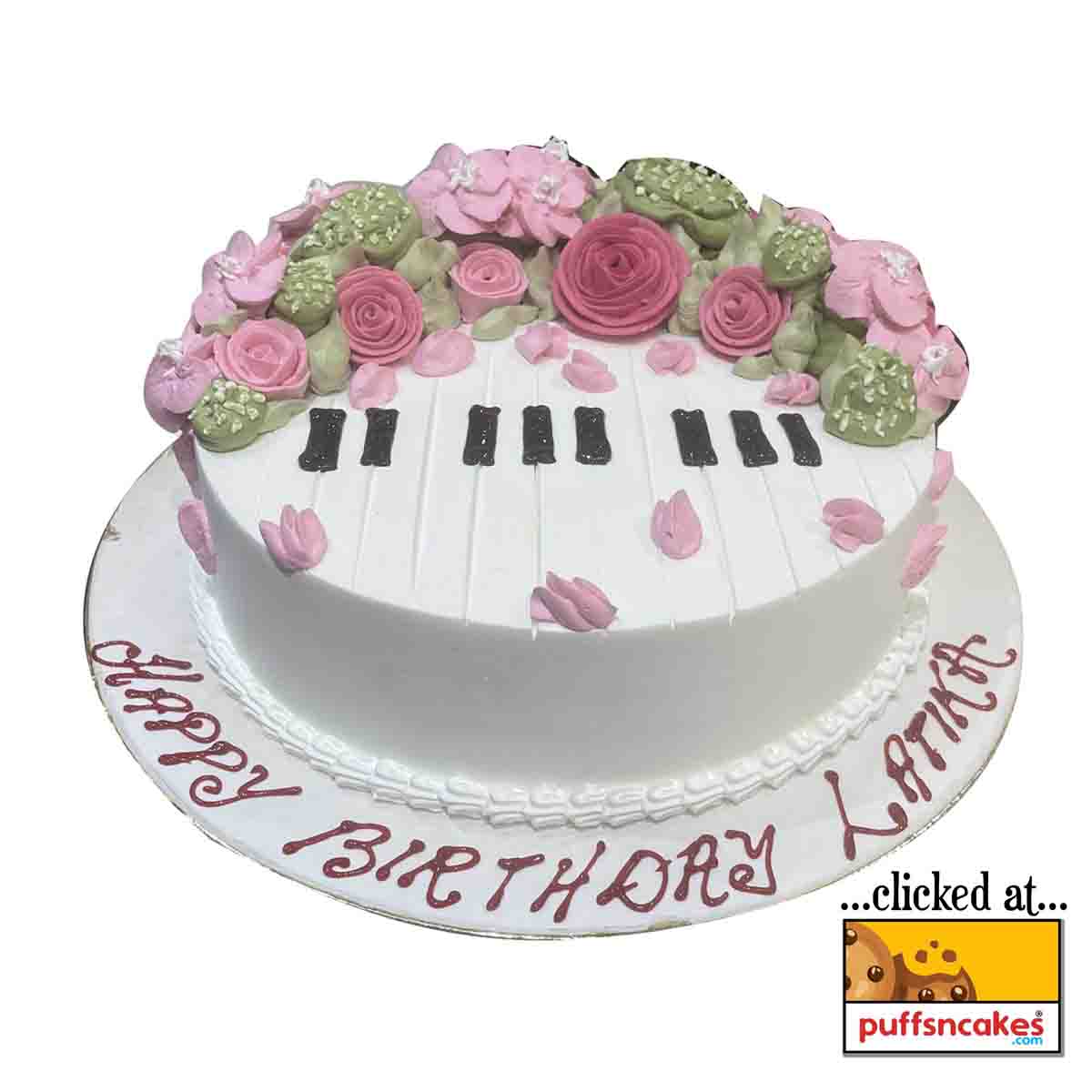 (833) General Floral Keyboard Theme Cake